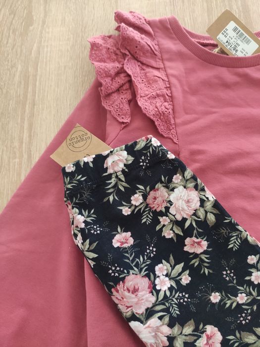 Bluza z falbanką ocieplana i legginsy Newbie nowe 104/110 rozmiar