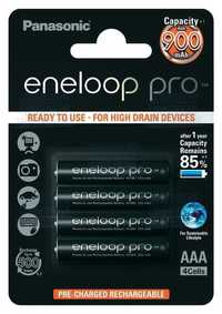 Pilhas/Baterias Recarregáveis AAA Panasonic Eneloop Pro 900mAh