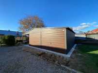 Garaż blaszany 6x6 + wiata 3x6, 9x6, antracyt, grafit mat. PRODUCENT.