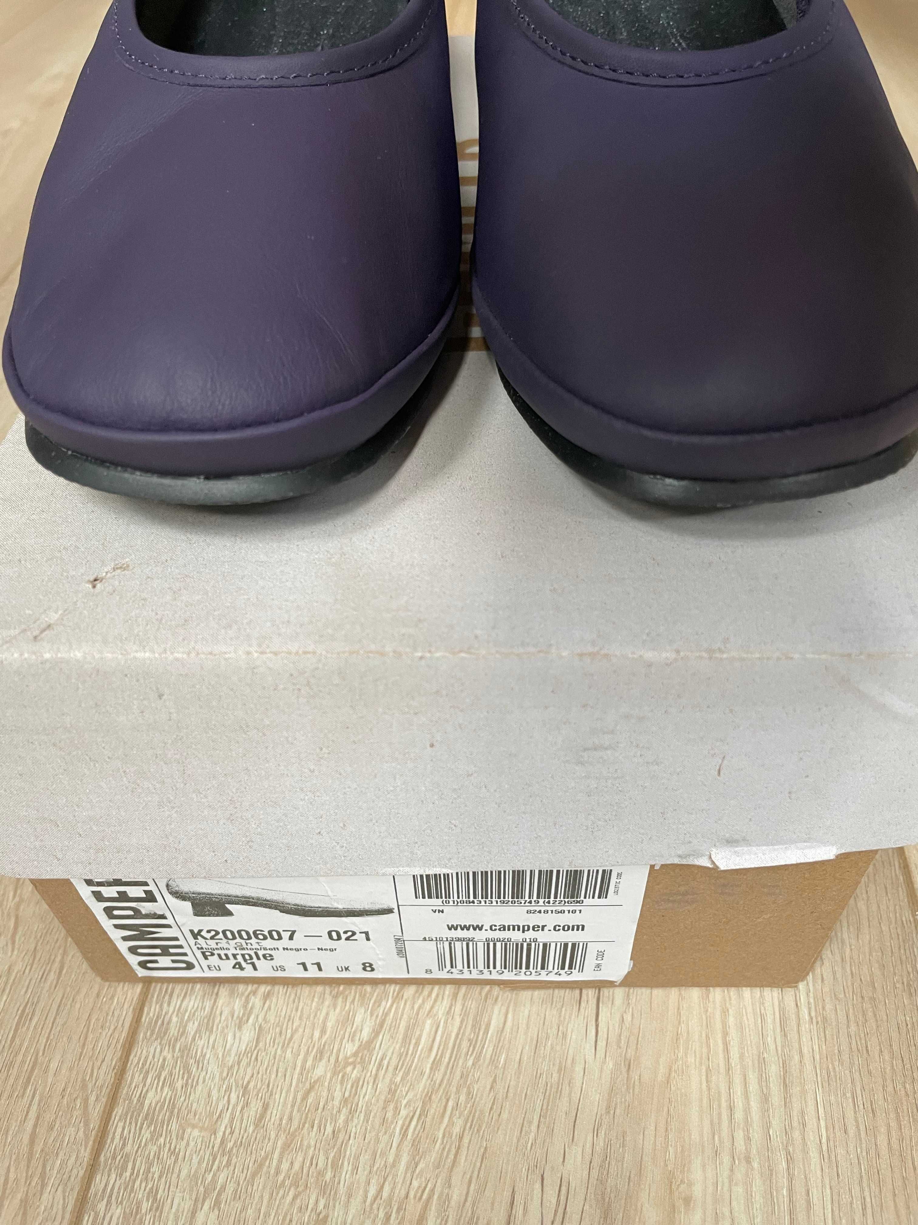 Baleriny Camper na obcasie model Alright kolor purple