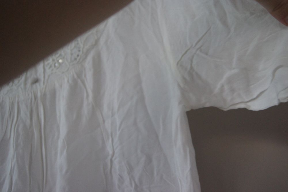 biala elegancka koronkowa bluzka koszulka t-shirt bialy 38M oversize L