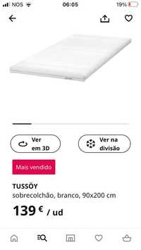 Sobrecolchão branco 90 x 200 cm IKEA Tussöy