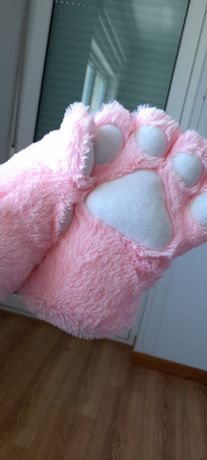 Neko paws luvas pata de gato rosa para cosplay