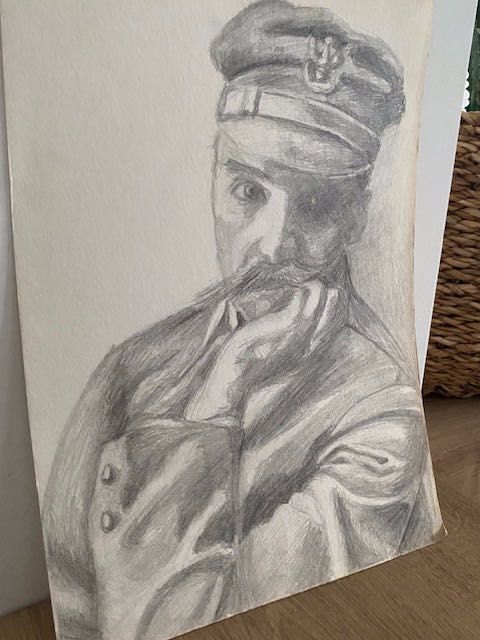 obrazek patriotyczny Józef Piłsudski A4 rysunek ołówek