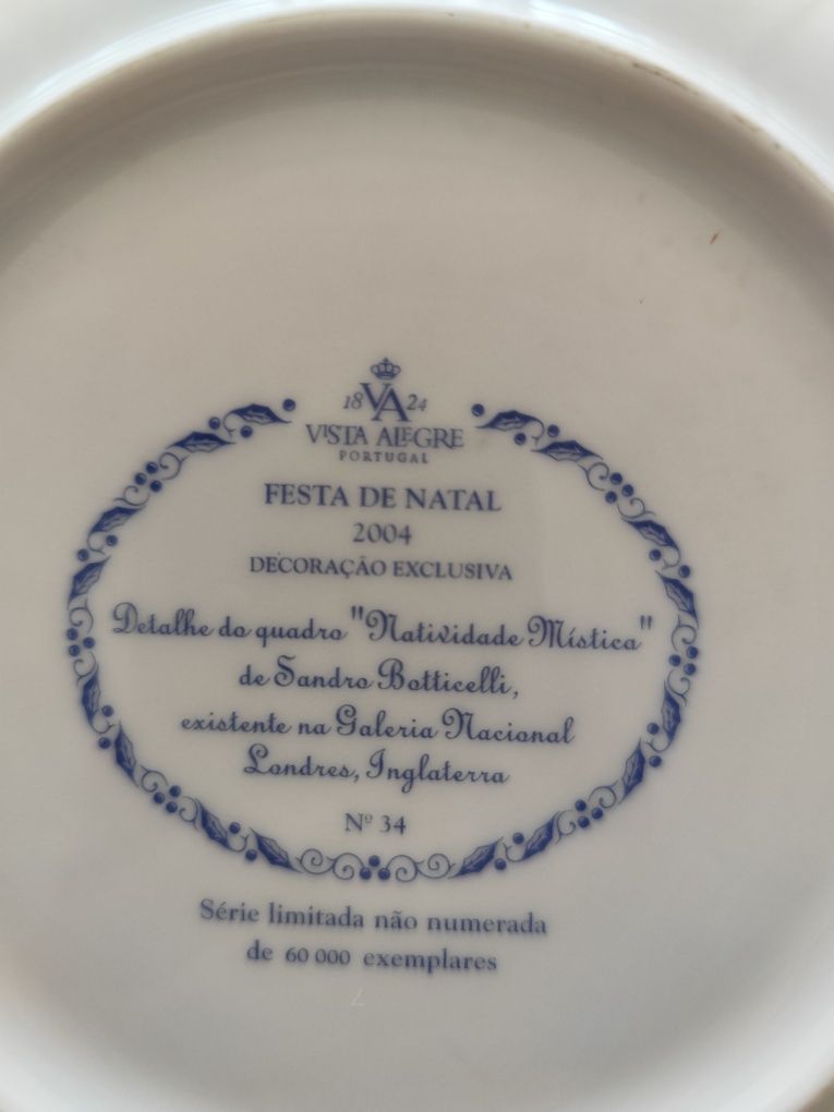 Prato Decorativo Vista Alegre - Festa de Natal 2004 (Edição Limitada)