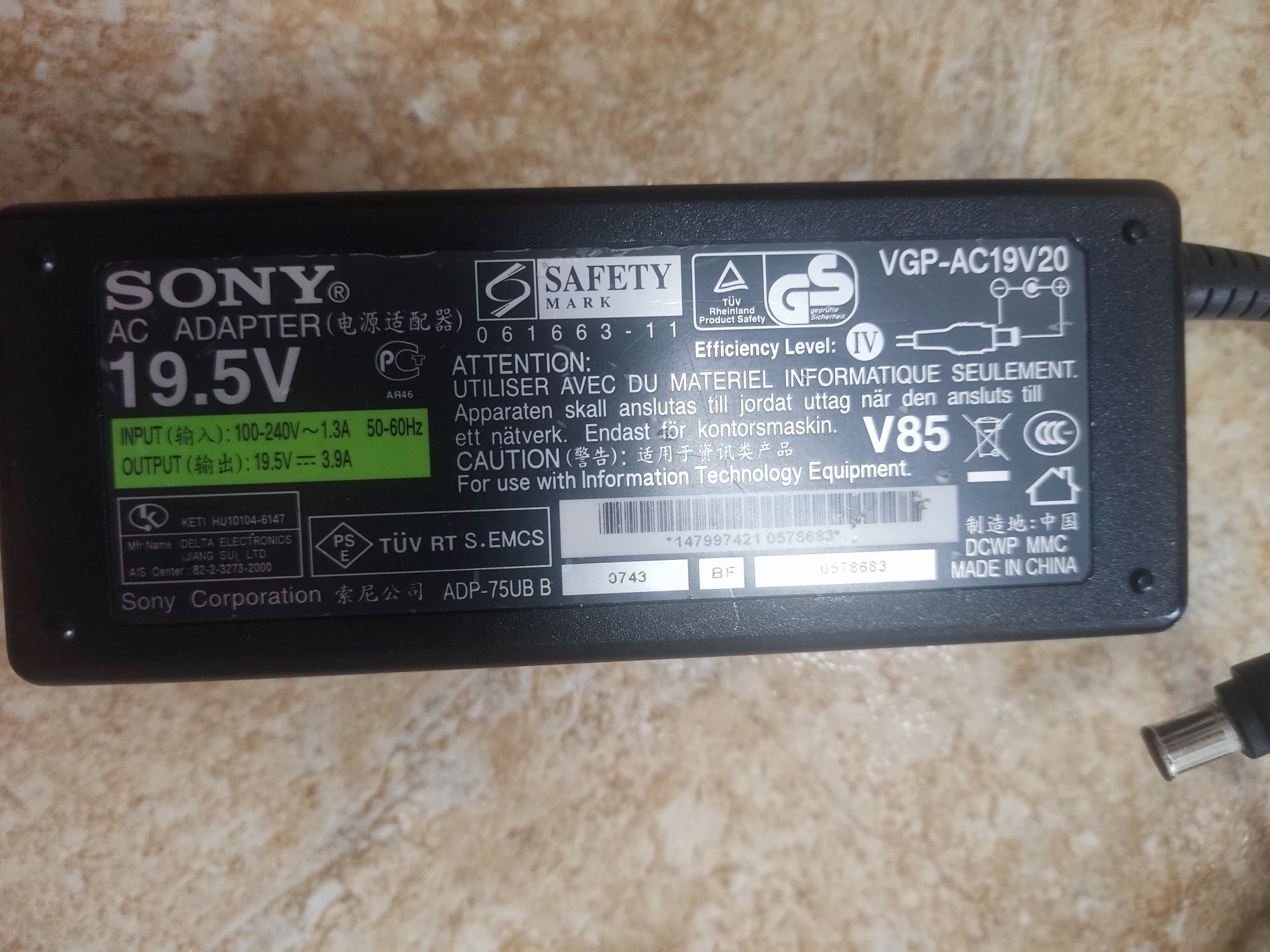 Transformador/ carregador PC/ computador portátil Sony/ Toshiba/Asus-