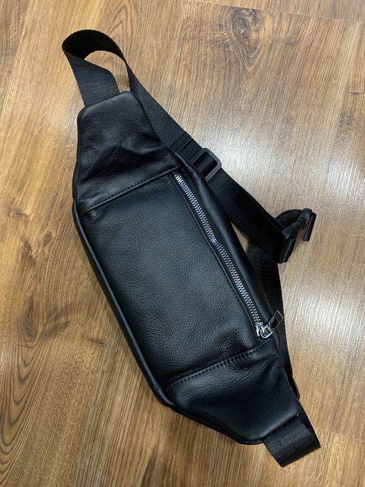Мужская кожаная сумка через плечо бананка чоловіча шкіряна сумка