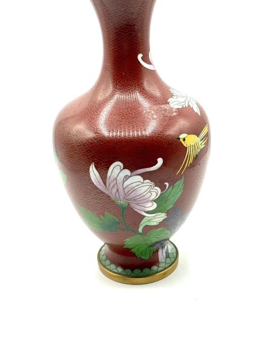 Jarra cloisonné vermelha antiga