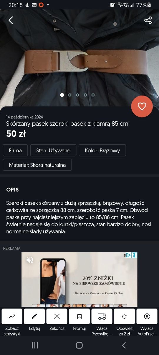 Pasek skórzany szeroki