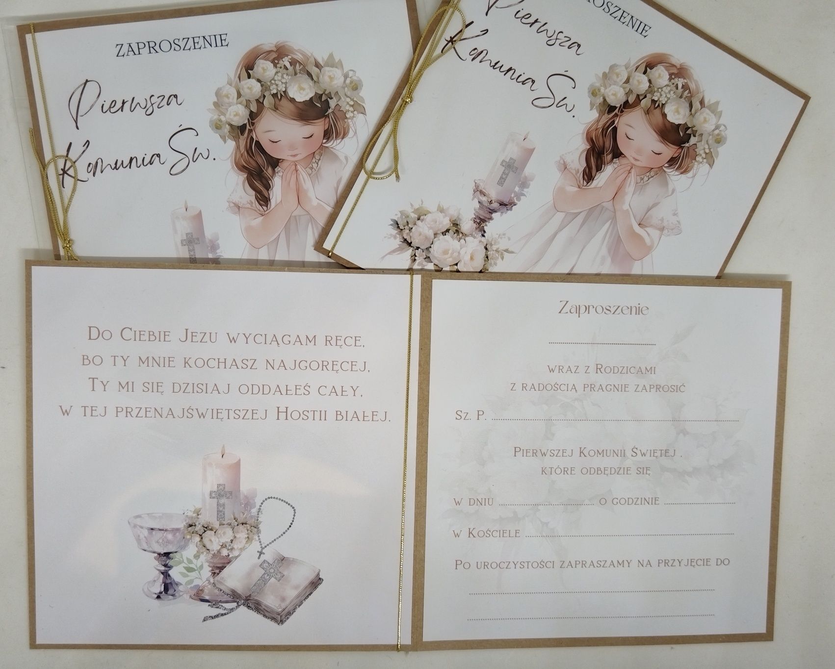 Komunia zaproszenia dla dziewczynki 10 sztuk