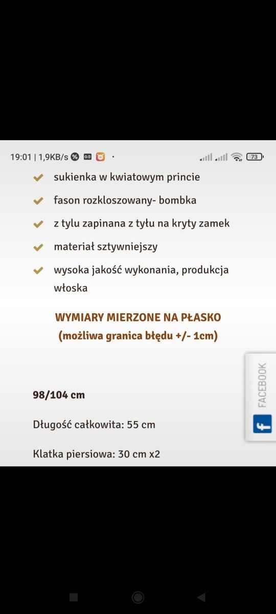 Piękna sukienka w kwiaty, rozmiar 98/104