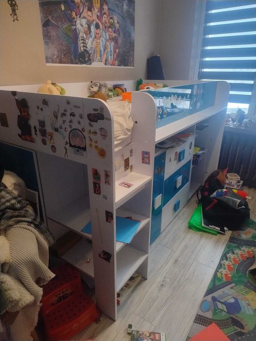 Łóżko piętrowe biurko szuflady