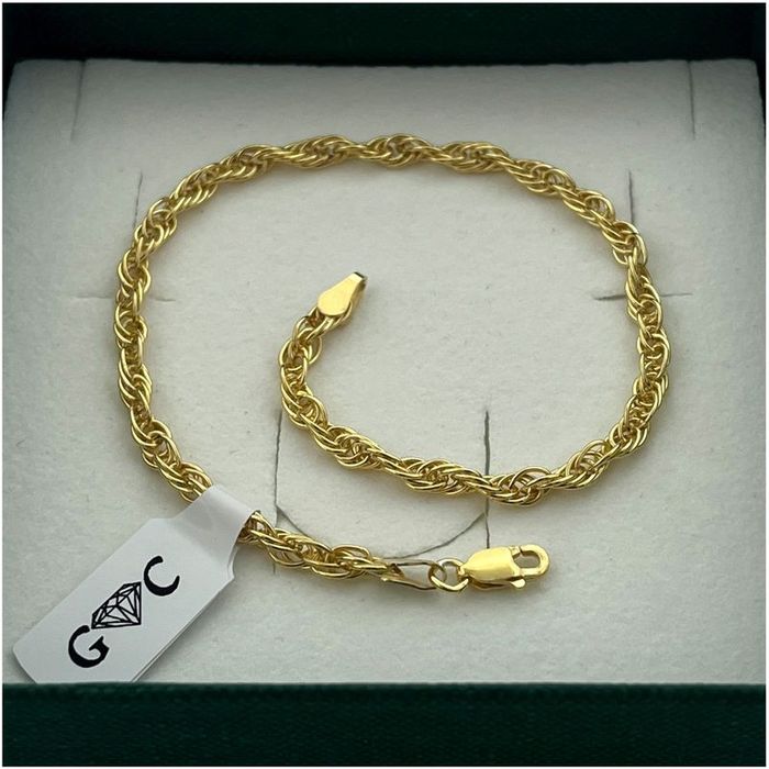 Złota Bransoletka Damska Splot Kordel Srebro Próba 925 Pozłacana 20 cm