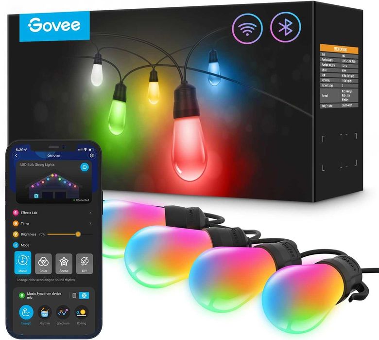 Govee lampki ogrodowe 30m RGBIC - Smart Outdoor String Lights IP65