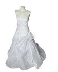 Suknia ślubna Atelier Dragonal XS 34 biała tren kwiaty