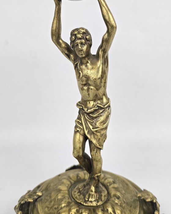 Świecznik figuralny brąz Fabryka Wolska Warszawa  XIX/XXw