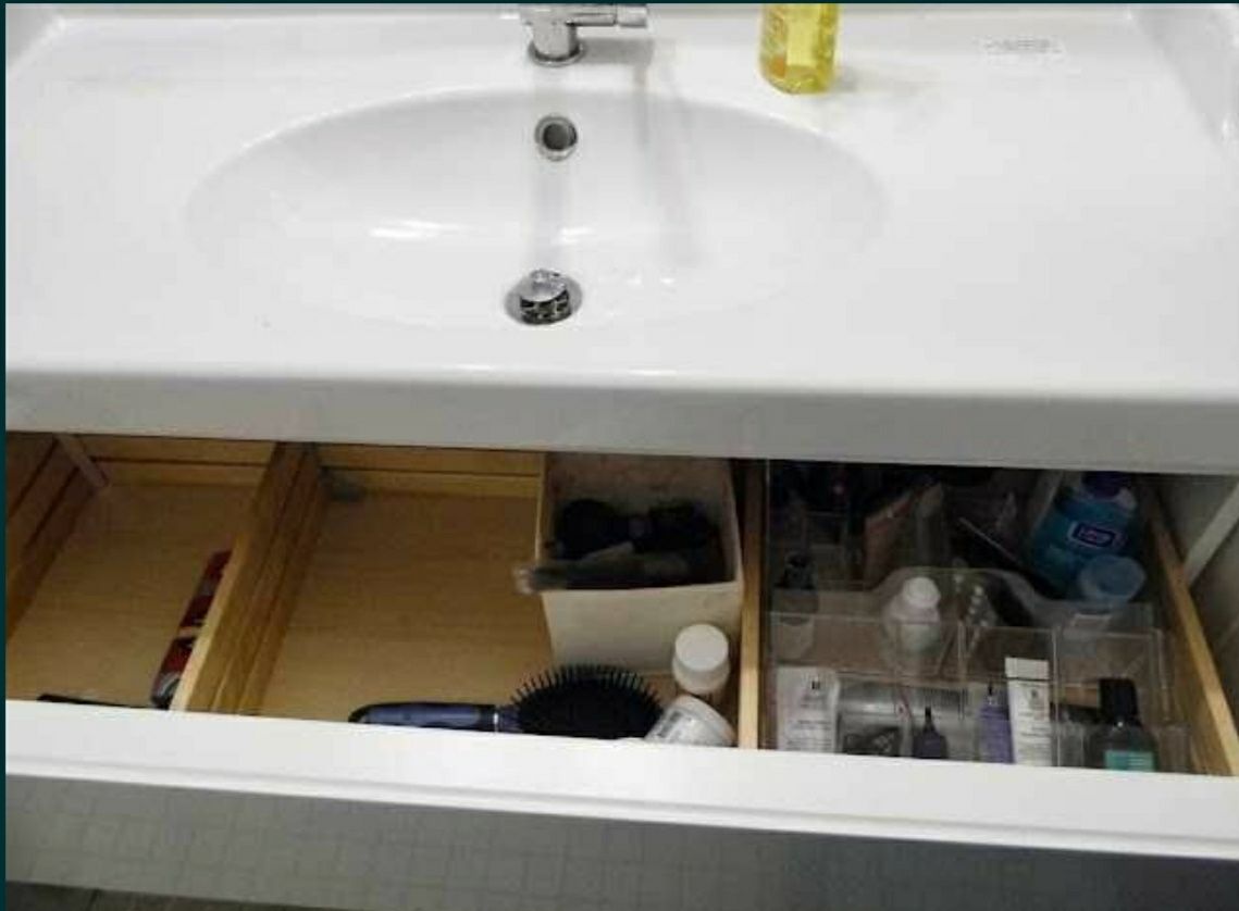 szafka z umywalką Ikea 102cm RUTSJÖN/ RÄTTVIKEN połysk