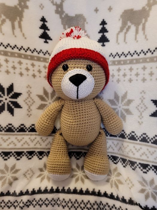 Świąteczny Miś Amigurumi, ręcznie robiony, Handamade