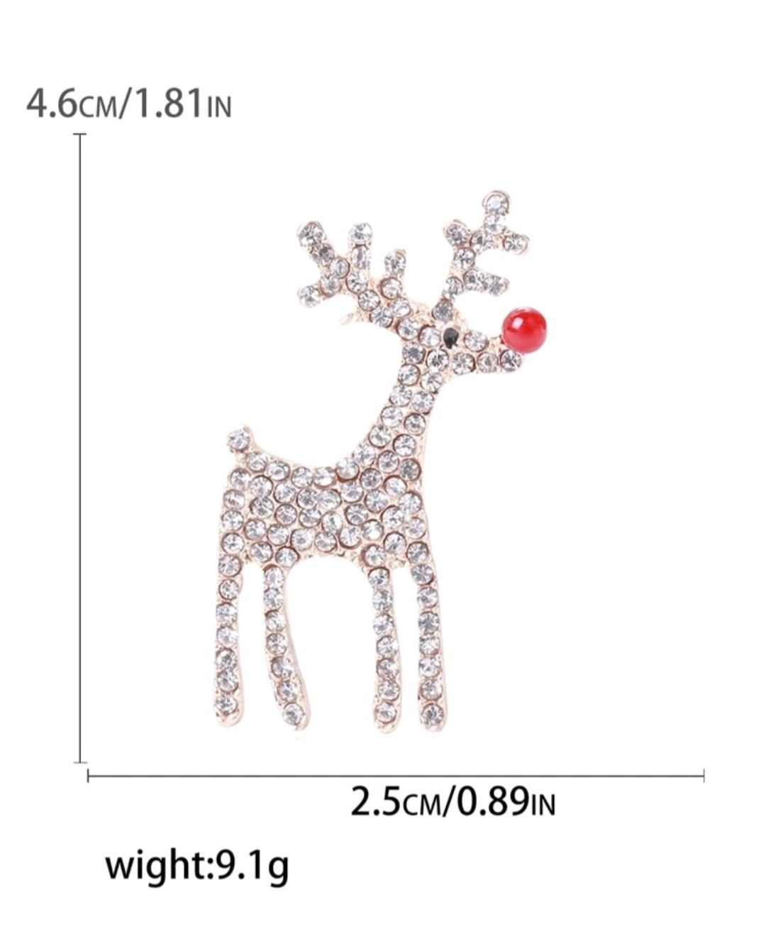 Broszka świąteczna renifer z kryształkami