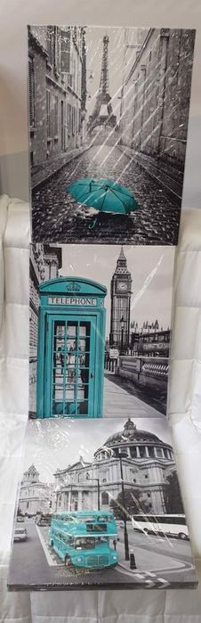 Zestaw 3 fotoobrazów 30x40cm europejskie miasta