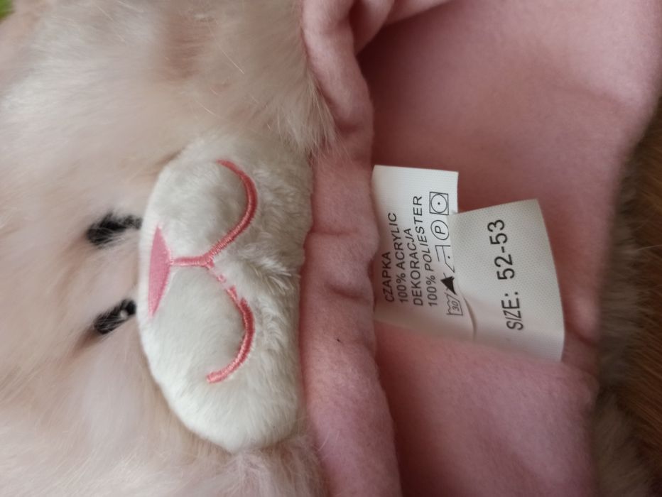 Nowa śliczna czapka futrzak miś kotek dla dziewczynki rozm. 52-53