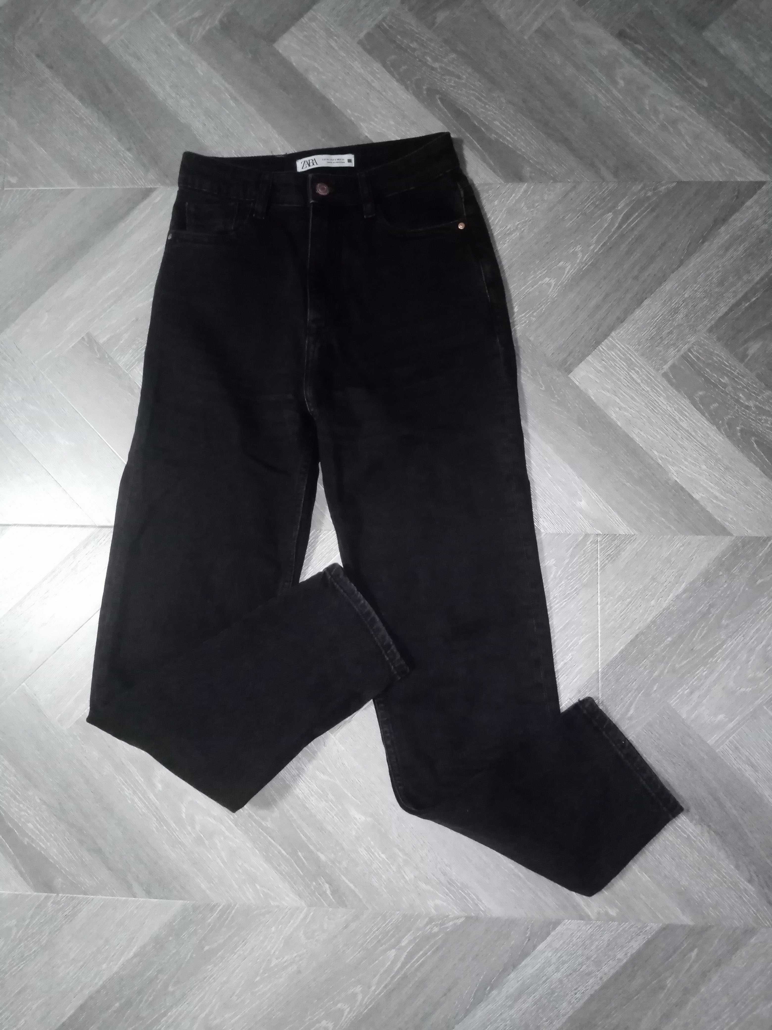 Чорні прямі джинси з високою посадкою Zara 164-168 р.