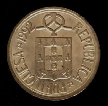 Moeda de 1 escudo níquel-latão - Portugal - 1992