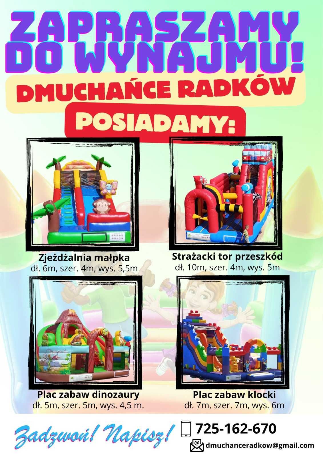Wynajem dmuchańca, dmuchaniec, zjeżdżalnia - Dzierżoniów  Świdnica