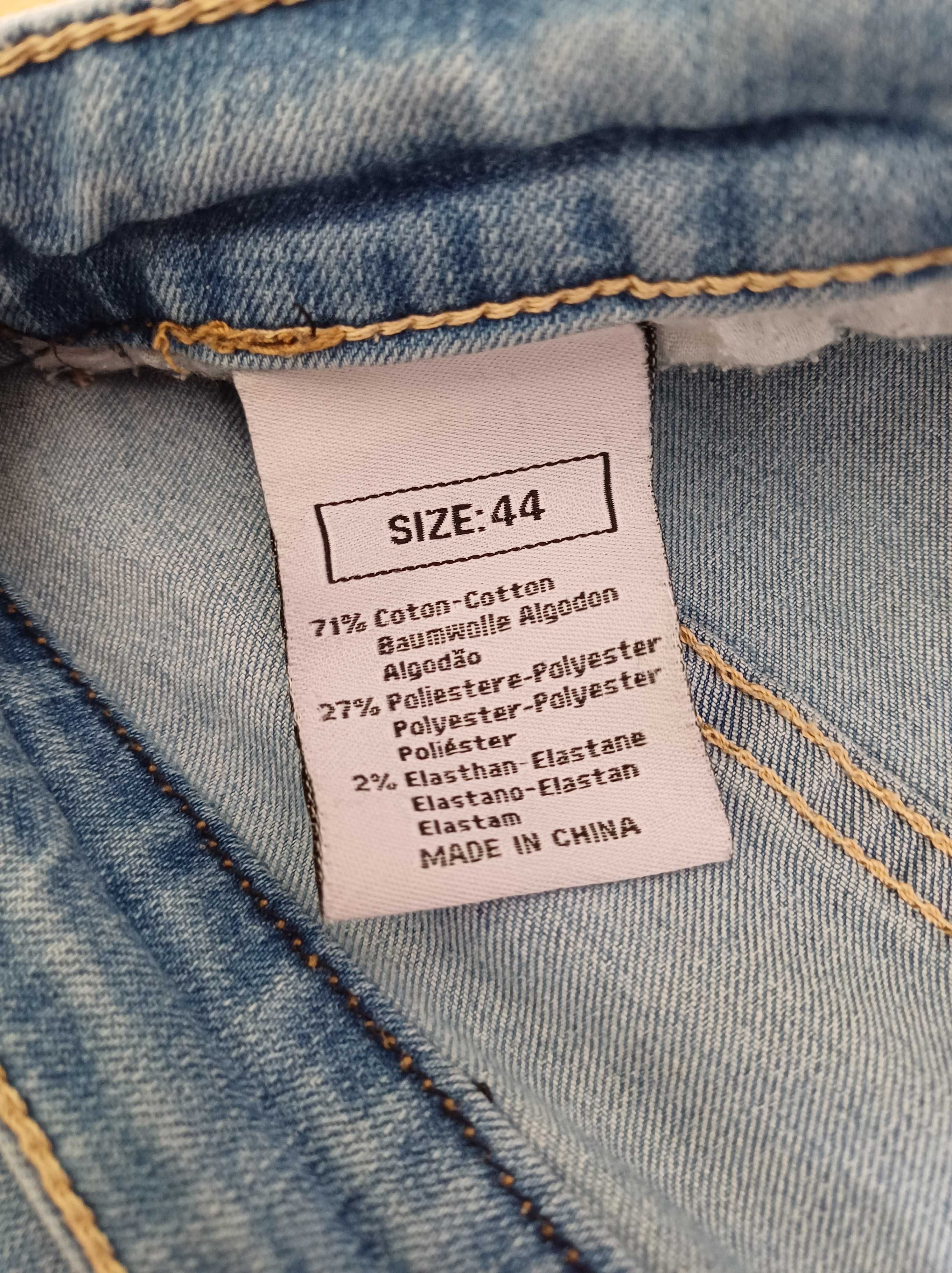 Spodnie długie damskie jeans niebieskie elastyczne 44/XXL wysoki stan