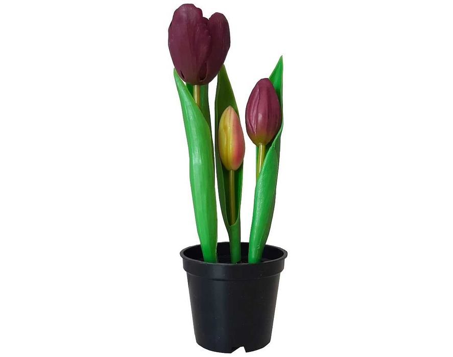 Tulipan sztuczny tulipany silikonowe w doniczce fioletowe kwiaty