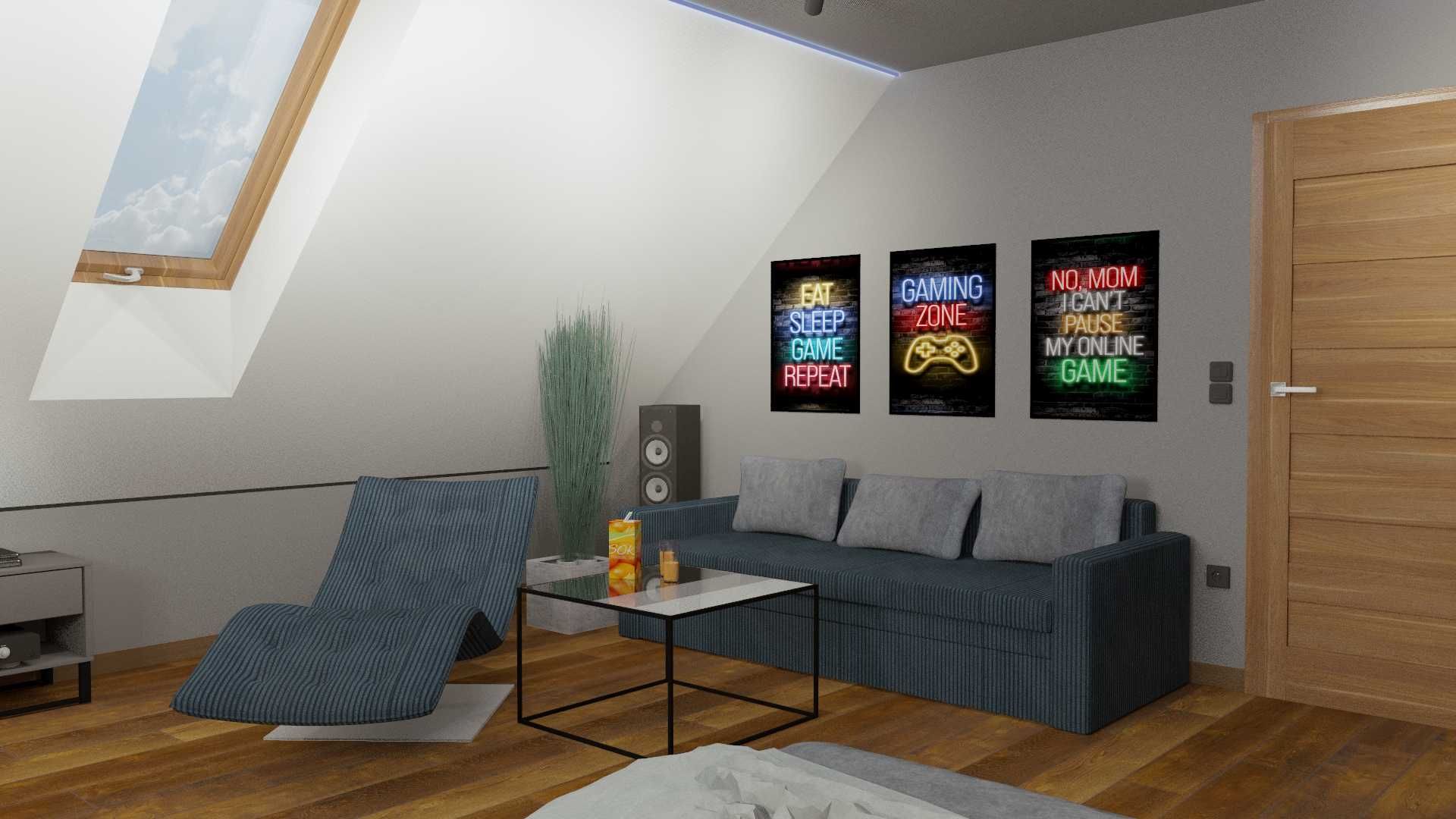 Projekt 3D pokoju młodzieżowego dla nastolatka