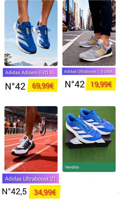 Sapatilhas de corrida em bom estado adidas Ultraboost adizero Evo SL