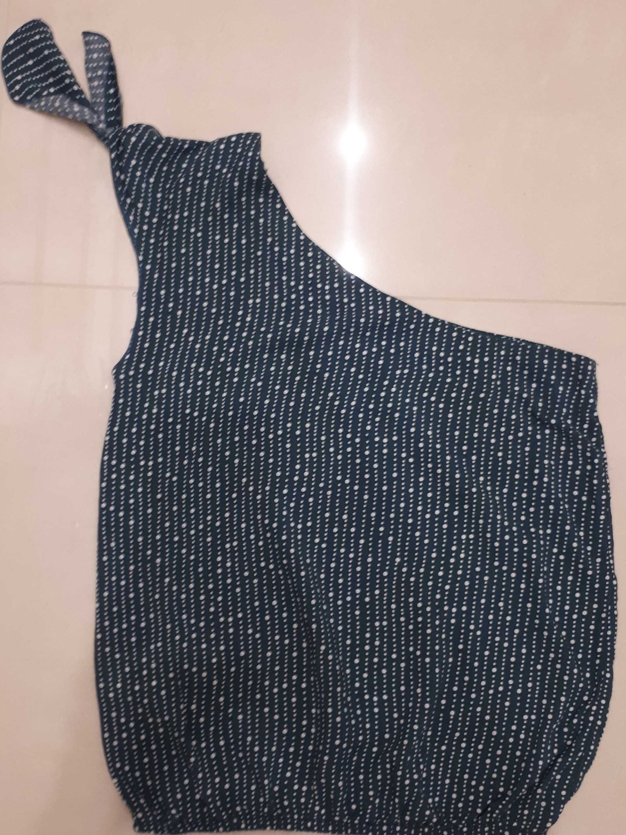 Bluzka Pull&Bear zielona 36/S na jedno ramię lato impreza kropeczki