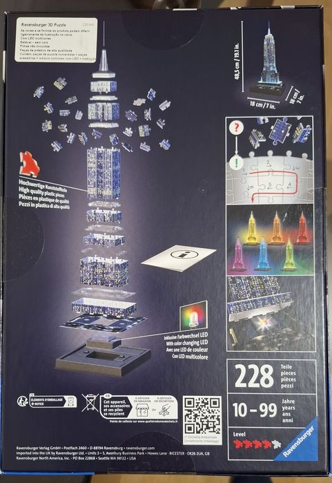 Novo Puzzle 3D Empire state building com iluminação nova iorque