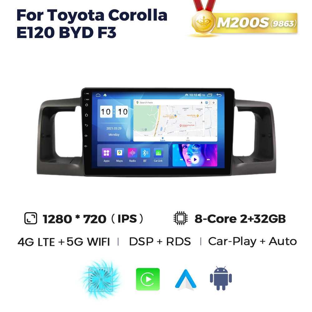 Штатна магнітола Toyota Corolla E120 android тойота DVD GPS навігація
