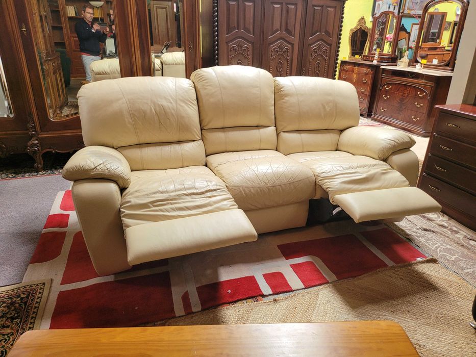 Sofá três lugares em pele de marca Chateau Dax - Se