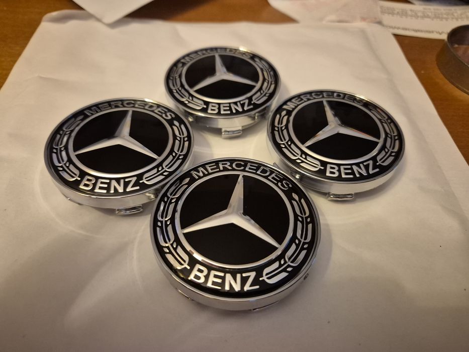 dekle kołpaki w alu felgi mercedes biało -czarne nowy model 6/5.7 cm