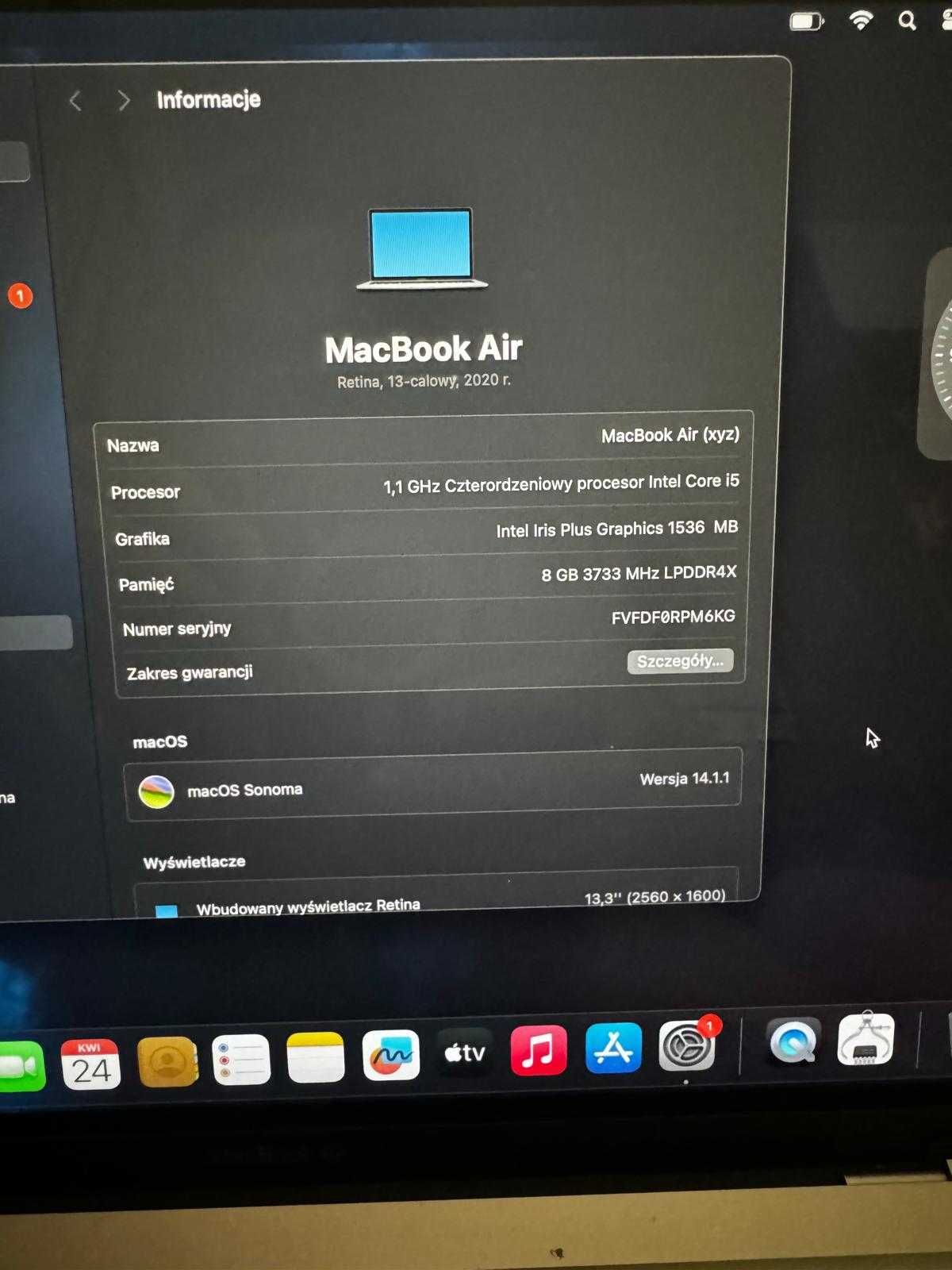 MacBook Air 13, 2020, 8GB/500GB i5  super stan