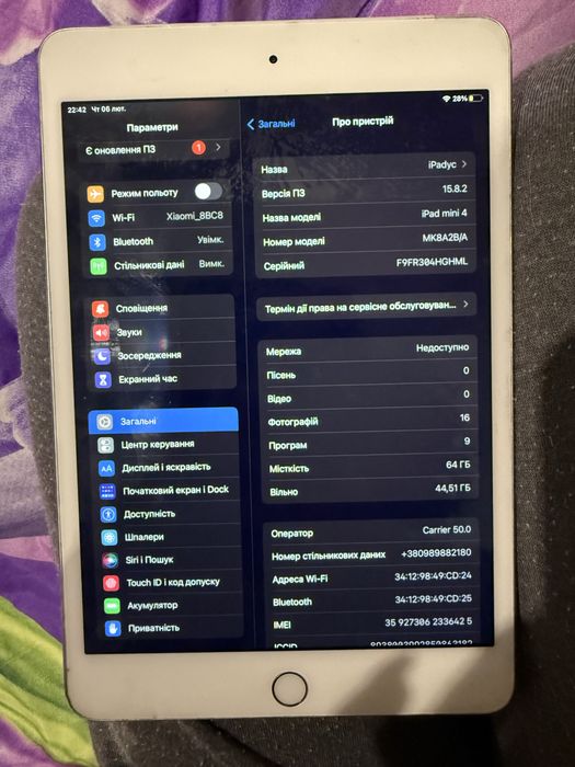 Ipad mini 4 планшет 64гб WiFI+LTE