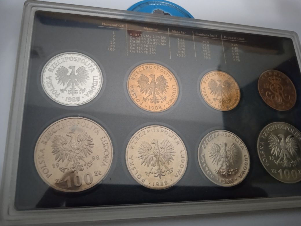 Zestaw menniczy monet obiegowych PRL 1988 rok