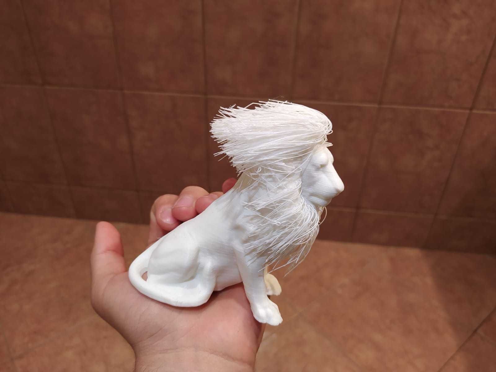 Figurka Biały Lew Druk 3D Hairy Lion DRUK 3D FDM