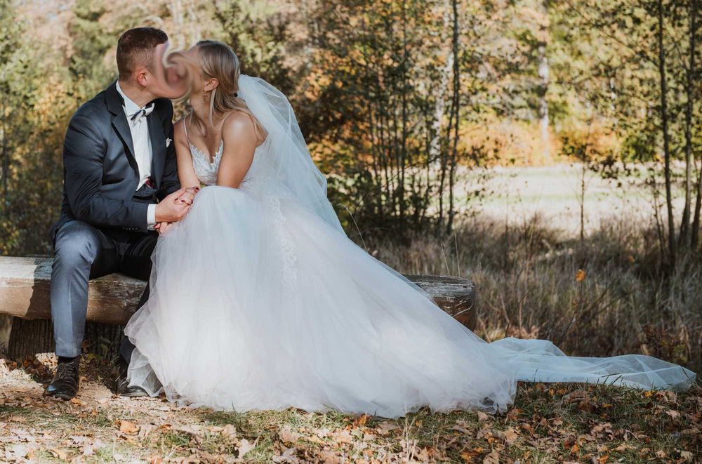 suknia ślubna - morela, tiul