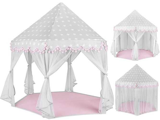 Wielki Piękny Namiot dla dzieci szaro - różowy do domu jak i na dwór