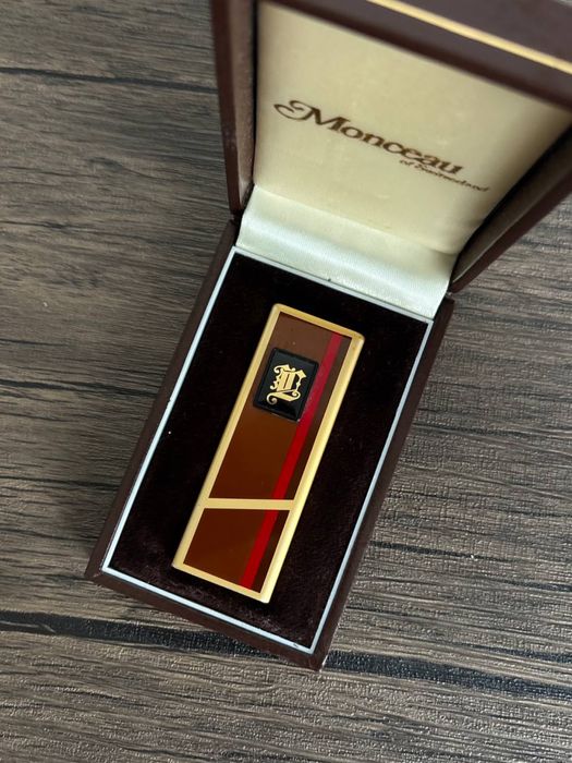 Вінтажна запальничка Monceau of Switzerland БЕЗ ІСКРИ позолота + емаль
