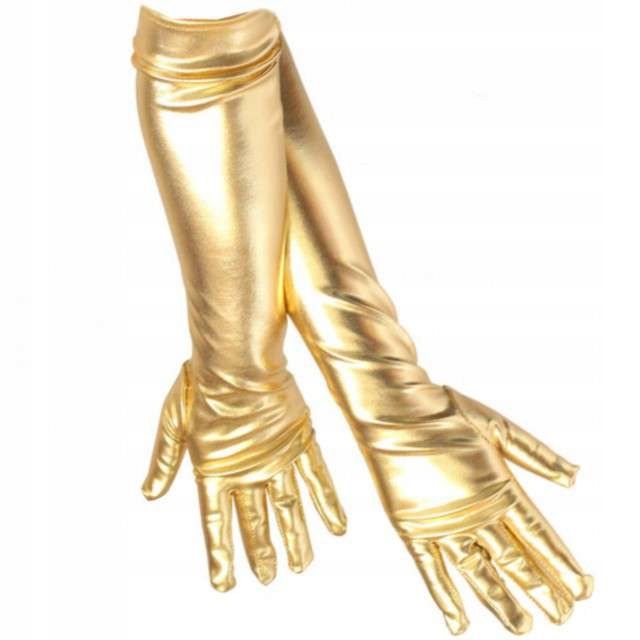 Długie Rękawiczki Złote 44 Cm Gold 44Cm Retro Karnawałowe