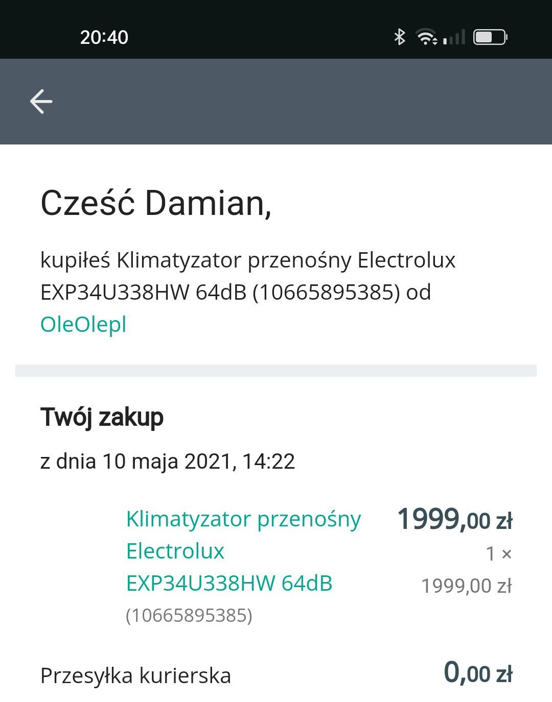 Klimatyzator ELECTROLUX EXP34U338HW- mrozi !