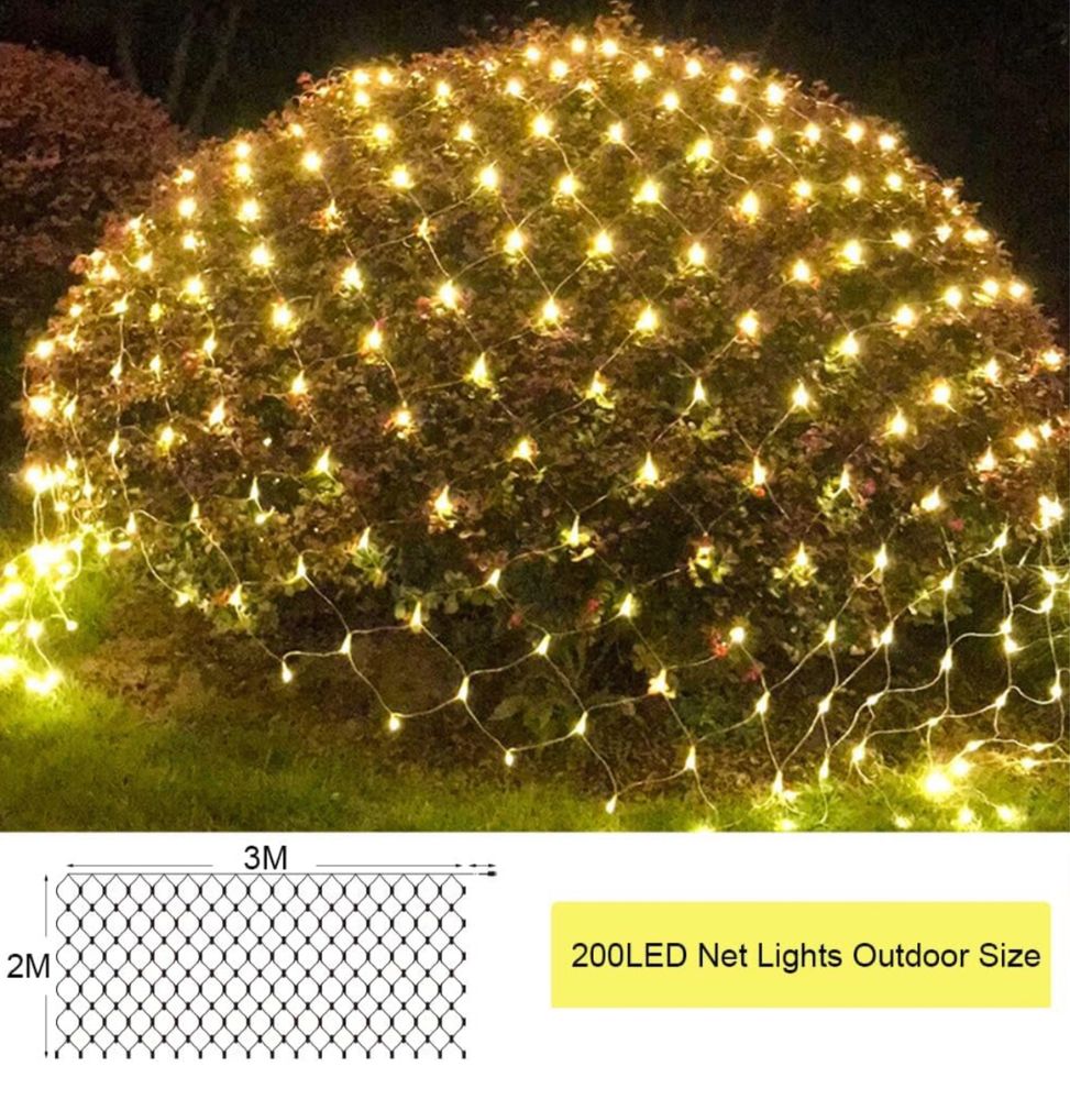 Liyade Girlanda świetlna z siatki, 3 x 2 m, 200 diod LED