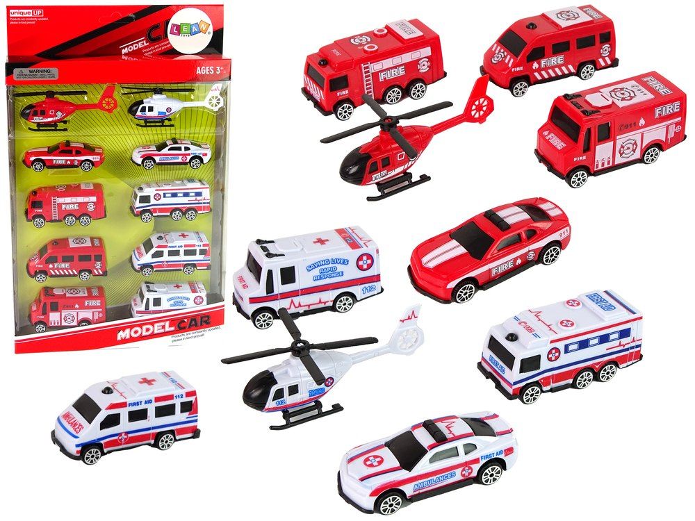 Zestaw Autek Resoraki Pojazdy Straż Pożarna Ambulans +CAMPER