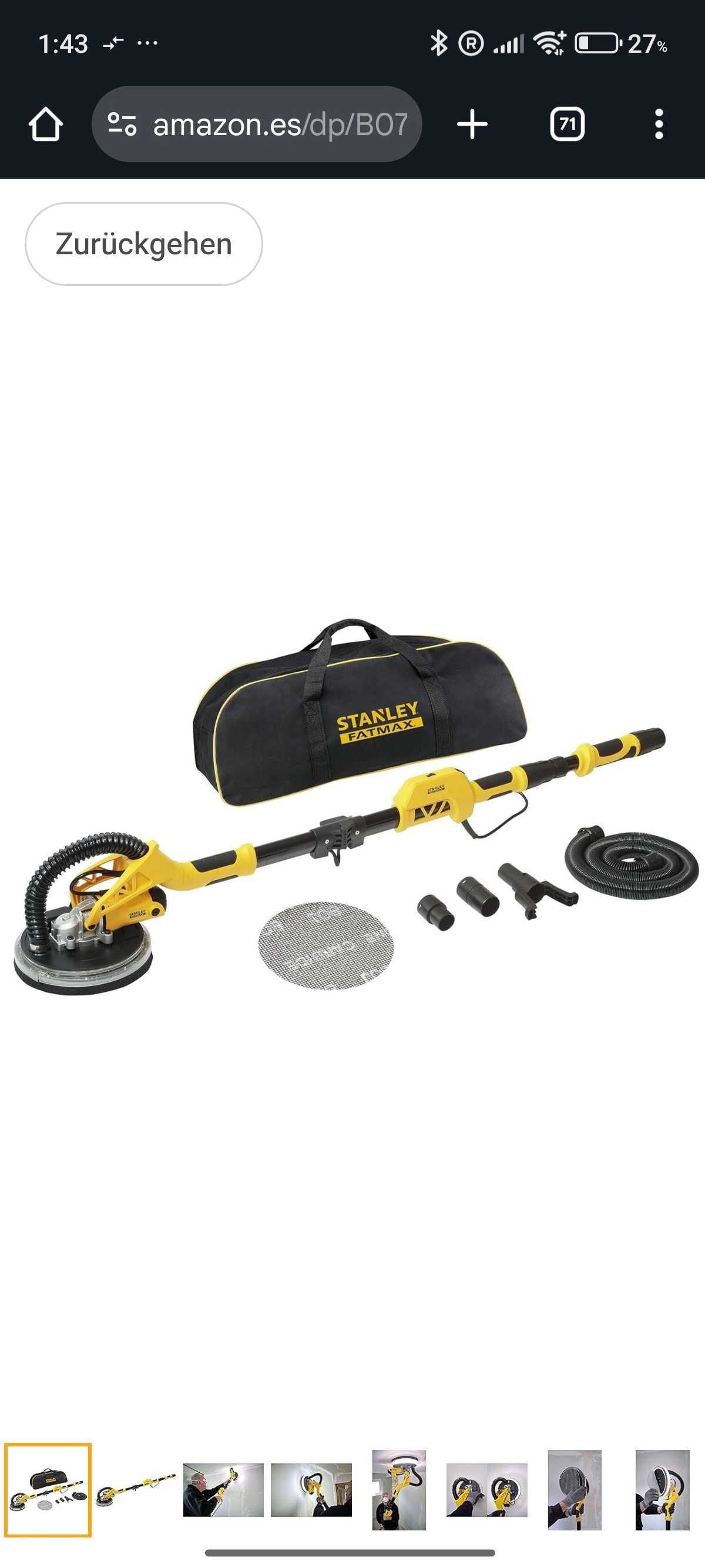 STANLEY FATMAX SFMEE500S-QS Lixadeira elétrica, luz LED