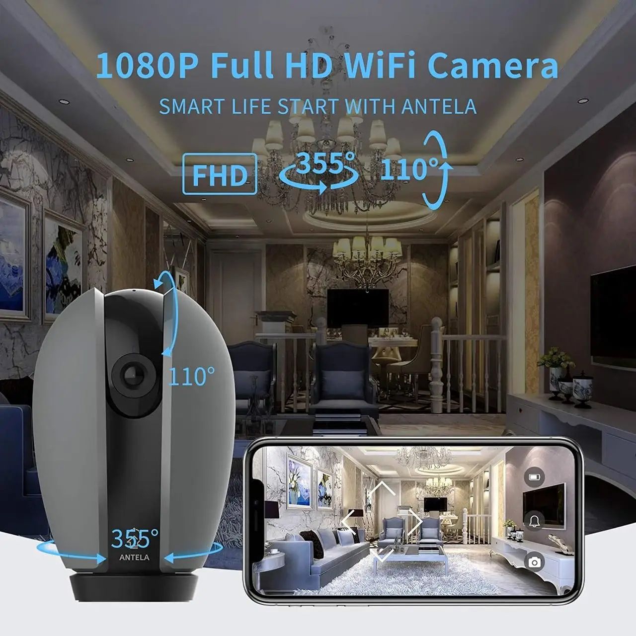 WiFi-камера 1080P FHD: 1080P домашня камера ANTELA